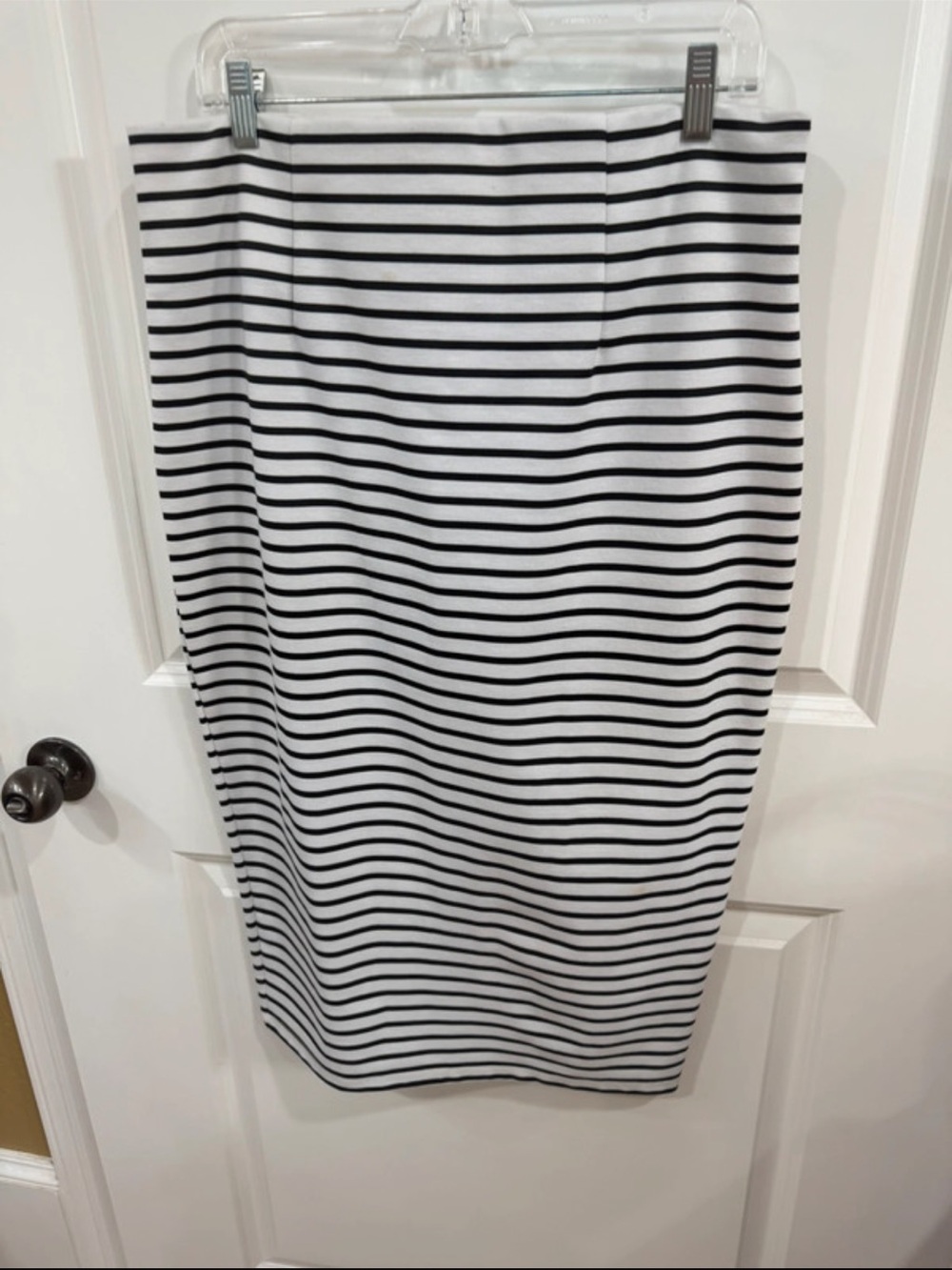 XOXO Black and White Horizontal Stripe Midi Skirt